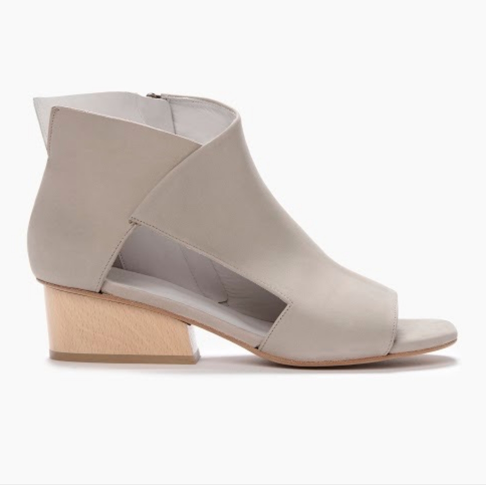 Coclico Ozark cutout open toe nude tan nubuck leather booties
